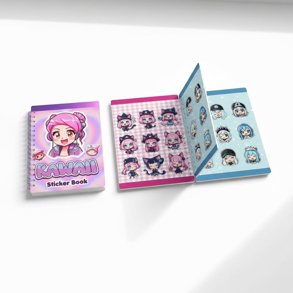 12*16 Cm Kawaii Spralli Sticker Defteri 8 Yaprak