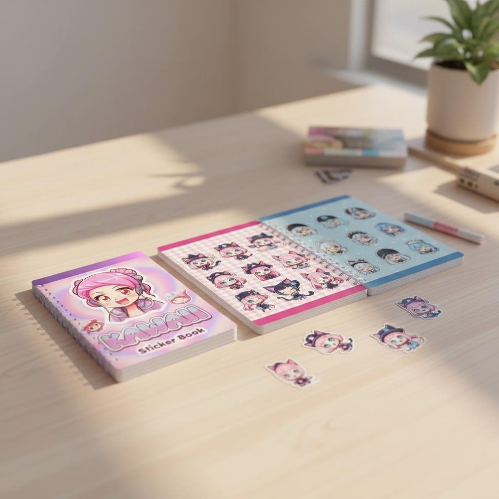 12*16 Cm Kawaii Spralli Sticker Defteri 8 Yaprak
