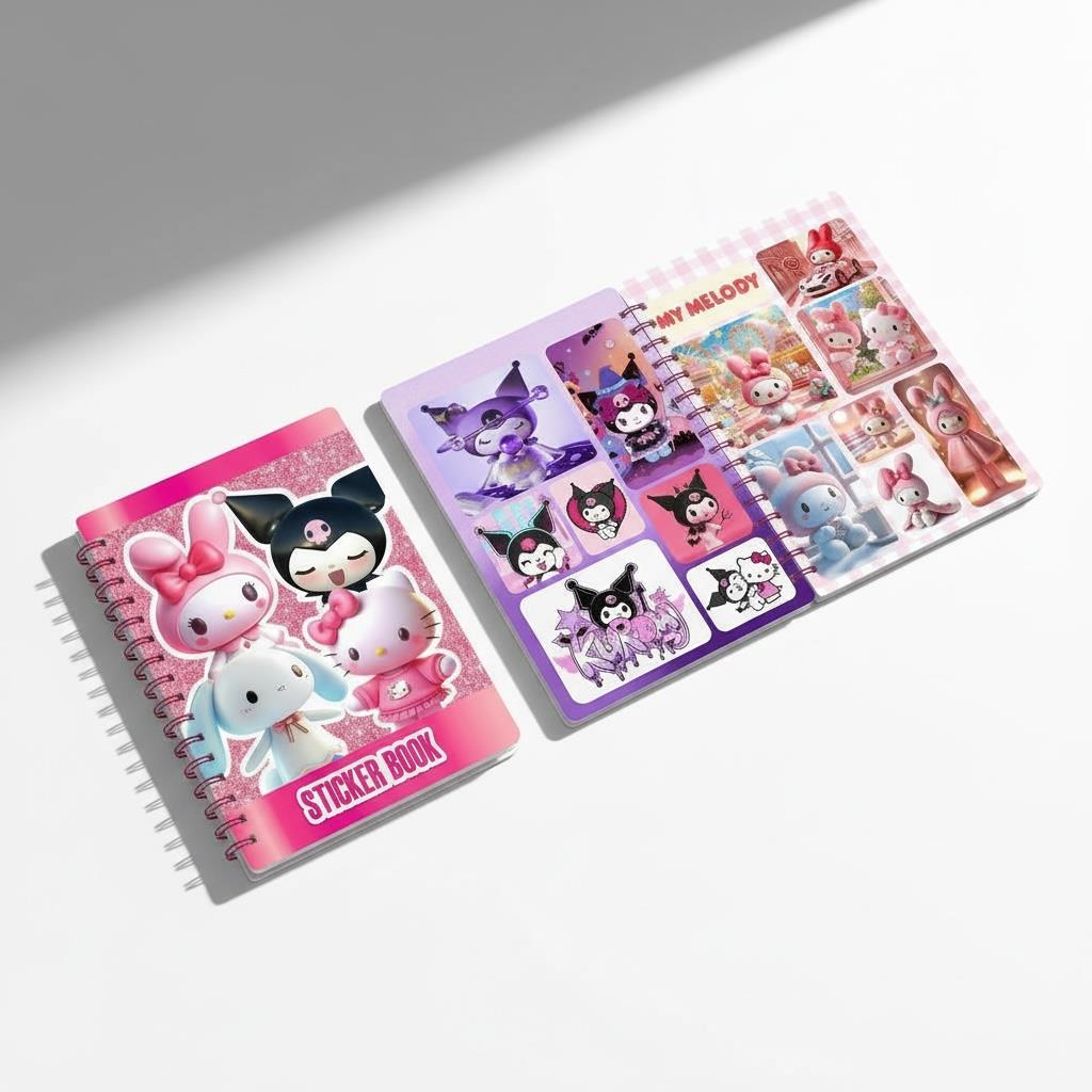 12*16 Cm Kuromi Spralli Sticker Defteri 8 Yaprak