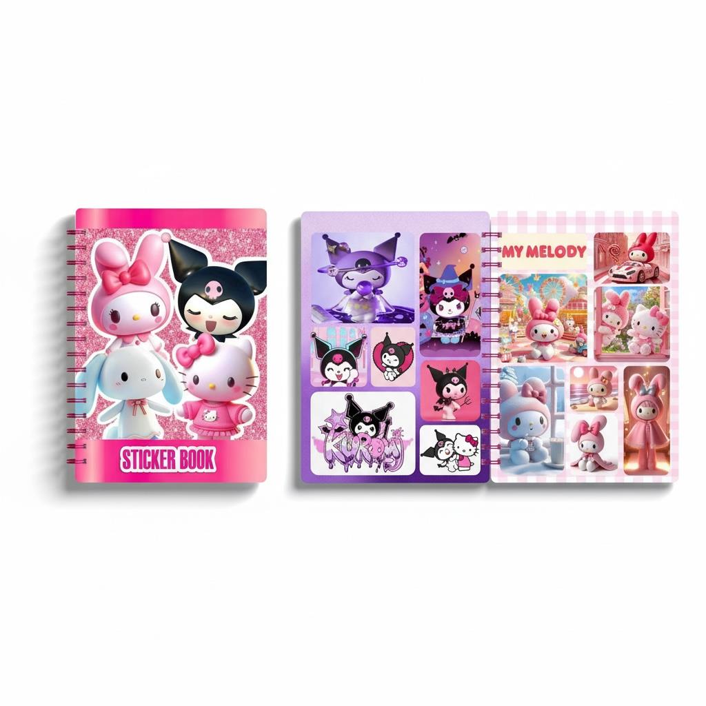 12*16 Cm Kuromi Spralli Sticker Defteri 8 Yaprak