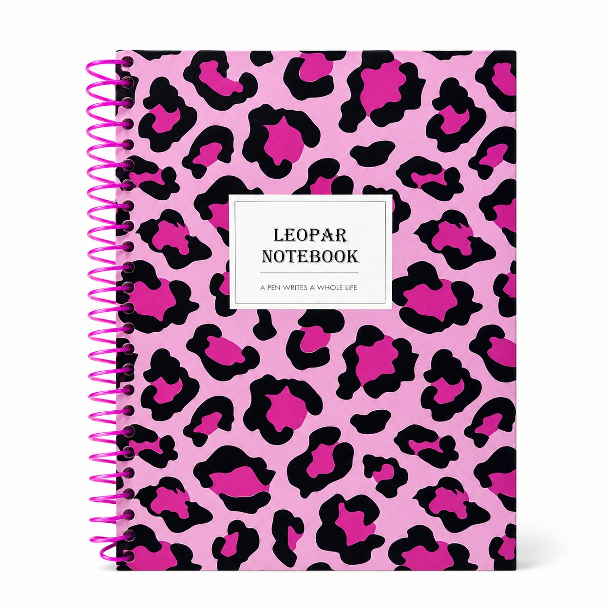 17*24 Spralli Leopar Desen Sert Kapak Defter (100 Yaprak Çizgili)