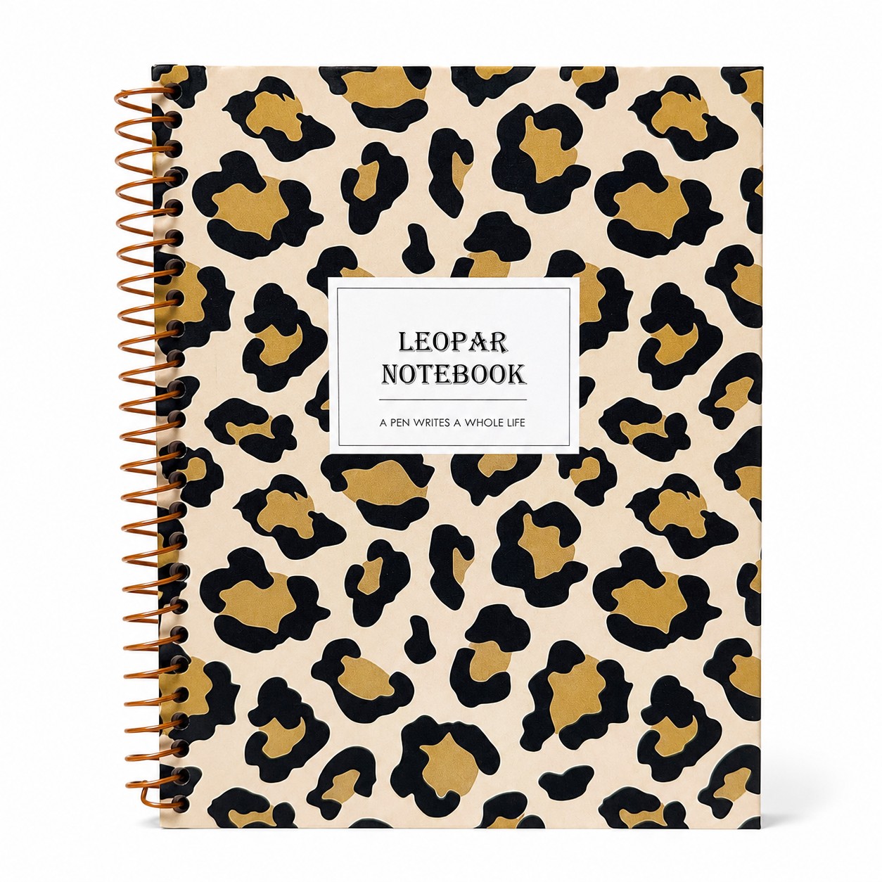 17*24 Spralli Leopar Desen Sert Kapak Defter (100 Yaprak Çizgili)