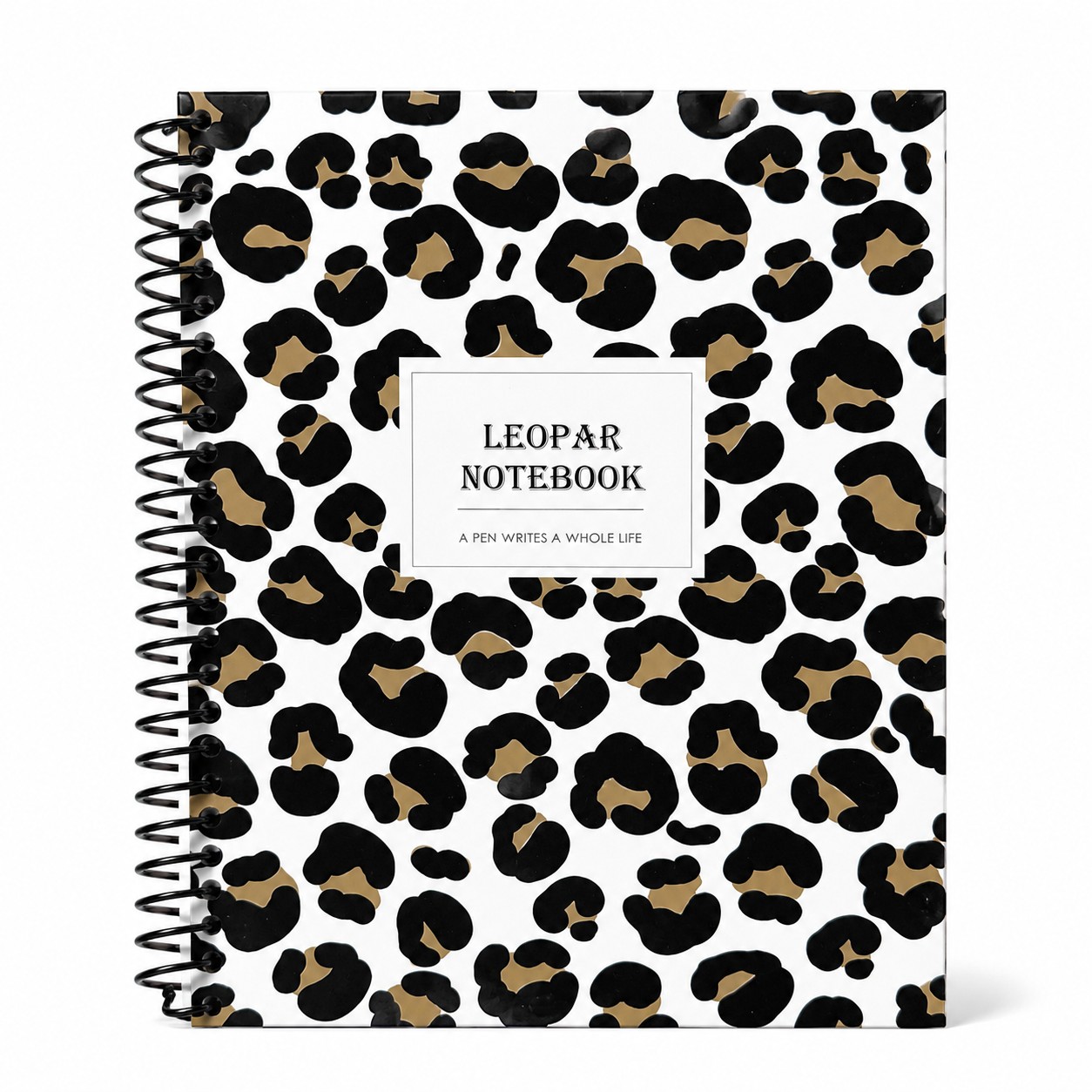 17*24 Spralli Leopar Desen Sert Kapak Defter (100 Yaprak Kareli)