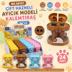 No.58101 Ayıcık Modeli Çift Hazneli Kalemtıraş 24