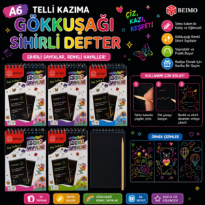 A-6 Spralli Kazıma Gökkuşağı Sihirli Defter 8 Sayfa 10 Yaprak