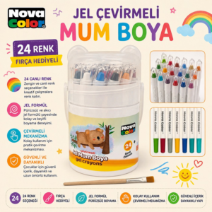 Nova Color Çevirmeli Jel Mum Boya 24 Renk