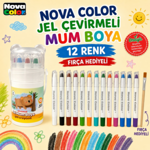 Nova Color Çevirmeli Jel Mum Boya 12 Renk
