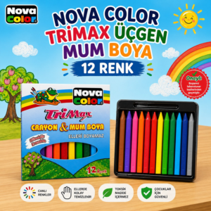 Nova Color Trimax Üçgen Mum Boya 12 Renk