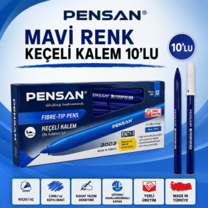 Pensan Mavi Renk Keçeli Kalem 10