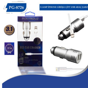 Polygold PG-8726 3.1AMP IPhone Girişli Çift USB Araç Şarjı