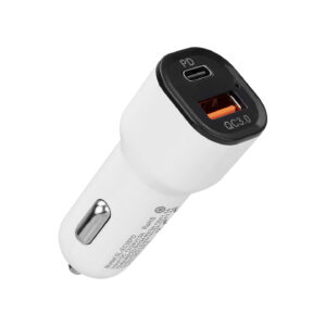 S-Link SL-EC35PD IPhone Lightning Kablolu 3.4A Hızlı Şarj PD 18W + USB QC3.0 Beyaz Araç Şarj Cihazı