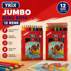 Trix Jumbo Kuru Boya 12 Renk 12