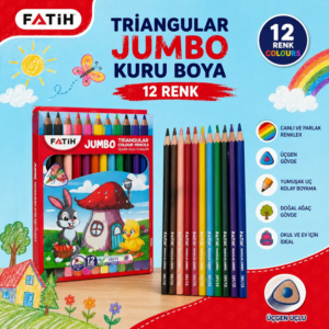 Fatih Triangular Üçgen Jumbo Kuru Boya 12 Renk 6