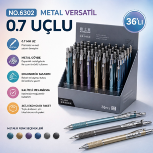 6302 Metal Versatil Uçlu Kalem 0.7 Uç 36