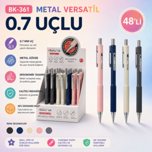 Bk-361 Metal Renkli Versatil Uçlu Kalem 0.7 Uç 48