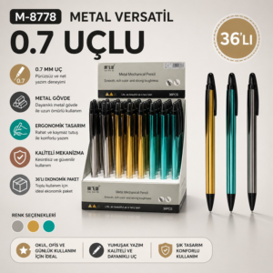 M8778 Metal Versatil Uçlu Kalem 0.7 Uç 36
