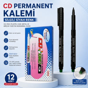 Cd Kalemi Silgili Siyah Renk 12