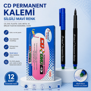 Cd Kalemi Silgili Mavi Renk 12