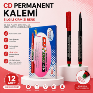 Cd Kalemi Silgili Kırmızı Renk 12
