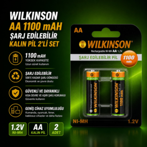 Wilkinson AA 1100 mAH Şarj Edilebilir Kalın Pil 2