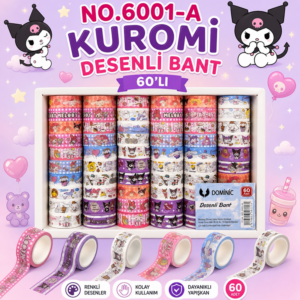 6001-A Kuromi Desenli Kağıt Bant 60