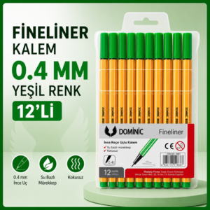 Fineliner Tükenmez Kalem 0.4 Mm Yeşil Renk 12
