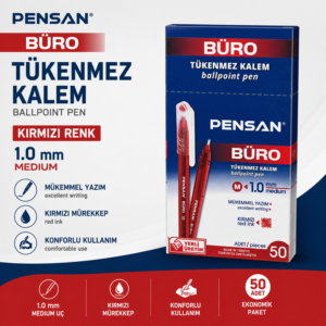 Pensan Büro Tükenmez Kalem Kırmızı Renk 1.0 Mm 50