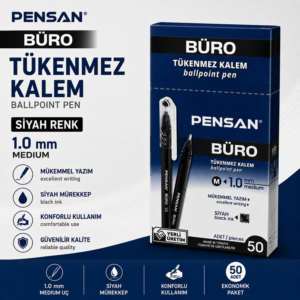 Pensan Büro Tükenmez Kalem Siyah Renk 1.0 Mm 50