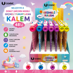No.231119-5 Donut Unicorn Modeli Geçmeli Yumurtlayan Kalem 48