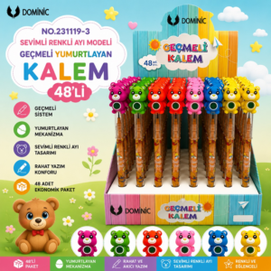 No.231119-3 Sevimli Renkli Ayı Modeli Geçmeli Yumurtlayan Kalem 48
