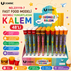 No.231119-7 Fast Food Modeli Geçmeli Yumurtlayan Kalem 48