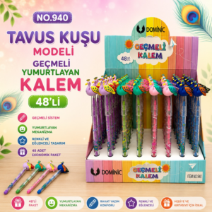 No.940 Tavus Kuşu Modeli Geçmeli Yumurtlayan Kalem 48