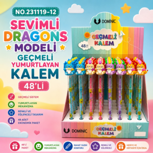 No.231119-12 Sevimli Dragons Modeli Geçmeli Yumurtlayan Kalem 48