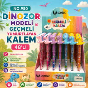 No.950 Dinozor Modeli Geçmeli Yumurtlayan Kalem 48