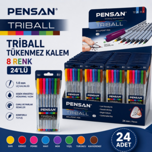Pensan Triball Tükenmez Kalem Vakumlu 8 Renk 24
