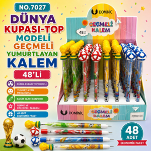No.7027 Dünya Kupası / Renkli Top Modeli Geçmeli Yumurtlayan Kalem 48