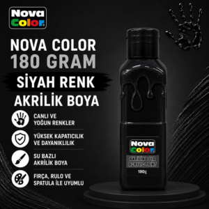 Nova Color Akrilik Boya 180 Gram Siyah Renk