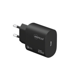 Apricot APC-U425/B 25W PD Siyah Hızlı Ev Şarj Adaptörü