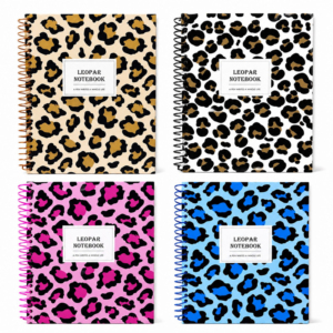 17*24 Spralli Leopar Desen Sert Kapak Defter (100 Yaprak Kareli)