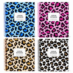 17*24 Spralli Leopar Desen Sert Kapak Defter (100 Yaprak Çizgili)