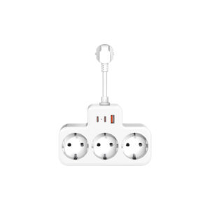 S-Link PRZ07 Beyaz 3 Soketli 15mm 1 Usb 2 Type-C PD20W 1050 Joule Tam Bakır Kablolu Akım Korumalı Priz