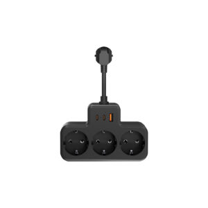 S-Link PRZ07 Siyah 3 Soketli 15mm 1 Usb 2 Type-C PD20W 1050 Joule Tam Bakır Kablolu Akım Korumalı Priz