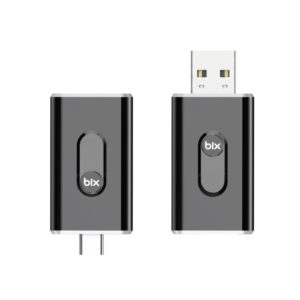 Bix CB02 2.4G/5G WiFi CarPlay Android Auto USB-A USB-C Çift Uçlu Hibrit Adaptör - Siyah