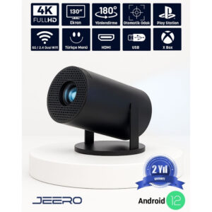 JEERO HY300PRO 4K ANDROİD13 PORTABLE PROJECTOR /H713/4K/ANDROD) SİYAH