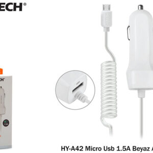 Hytech HY-A42 Micro Usb 1.5A Beyaz Araç Şarjı