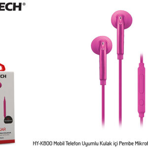 Hytech HY-K800 Mobil Telefon Uyumlu Kulak Içi Pembe Mikrofonlu Kulaklık
