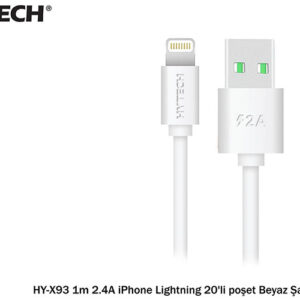 Hytech HY-X93 1m 2.A IPhone Lightning 20li Poşet Beyaz Şarj Kablosu