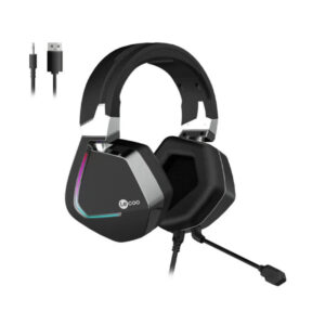 Lecoo HT402 USB + 3.5mm Jack Kablolu RGB LED Aydınlatmalı Çıkartılabilir Mikrofonlu Kulak Üstü Gaming Kulaklık Siyah