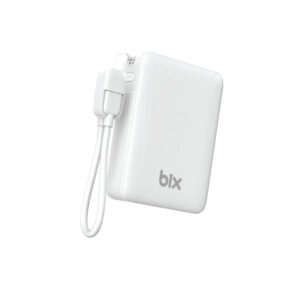 Bix PB116 10000mAh PD20W Hızlı Şarj, LED Ekran Ve USB-C & USB-A Çıkışlı, Dahili Type-C Kablolu Mini Powerbank Beyaz