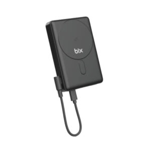 Bix PB117 10000mAh PD20W Hızlı Şarj USB-C Çıkışlı Kablosuz MagSafe Telefon Stant Özellikli Mini Powerbank Siyah